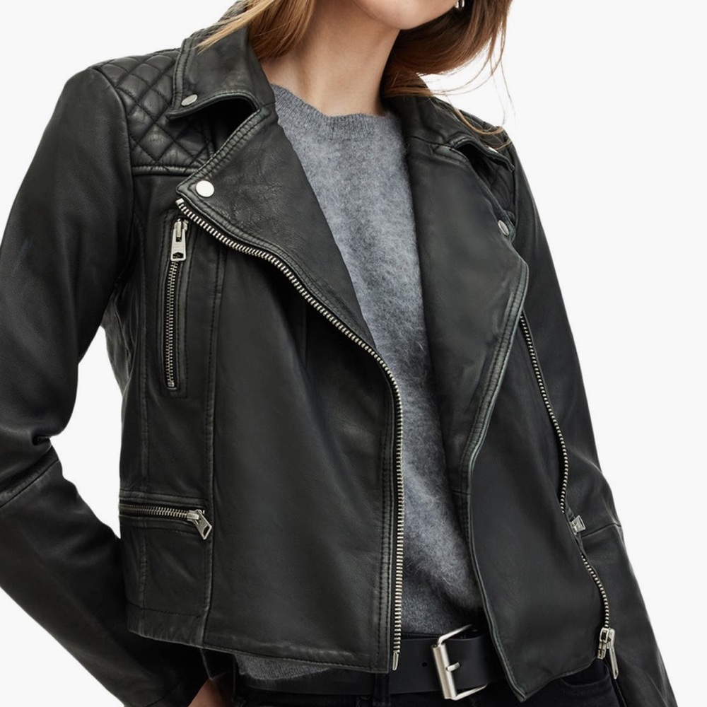 NWOT! All Saints Cargo Leather Biker Jacket